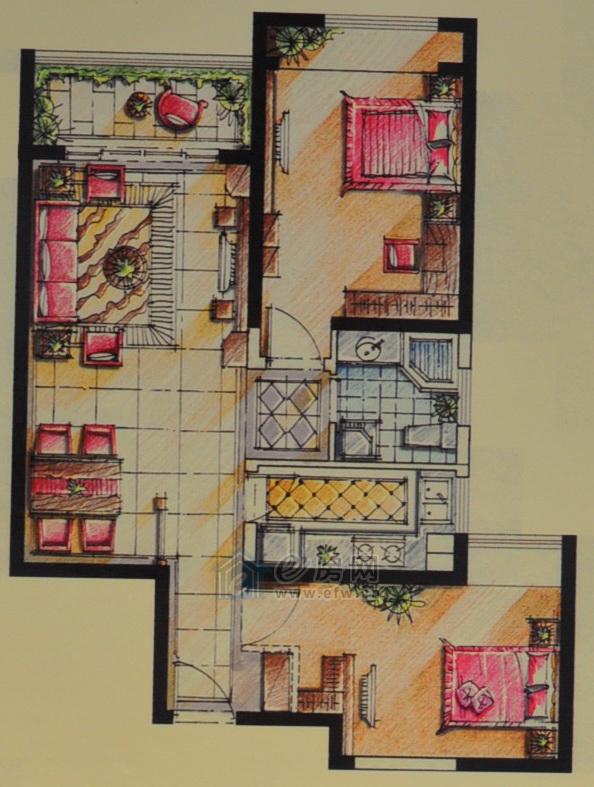 1. e?府经济学_...居室博仕后悦府E1户型图1 02 06单元 博仕后悦府户型图