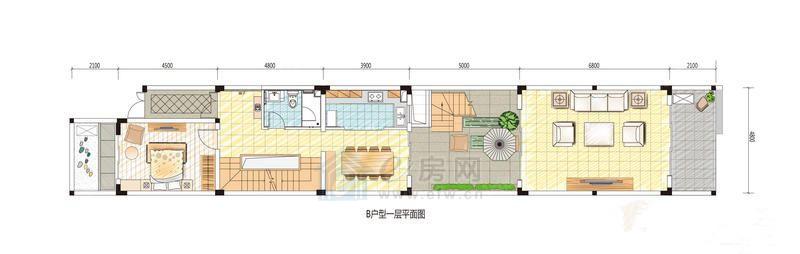 阳光100 汀枫渡b户型平面图-一层